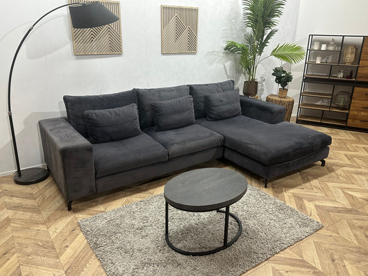 Antraciet Velvet Hoekbank ~ Losse Kussens Met Afneembare Hoezen