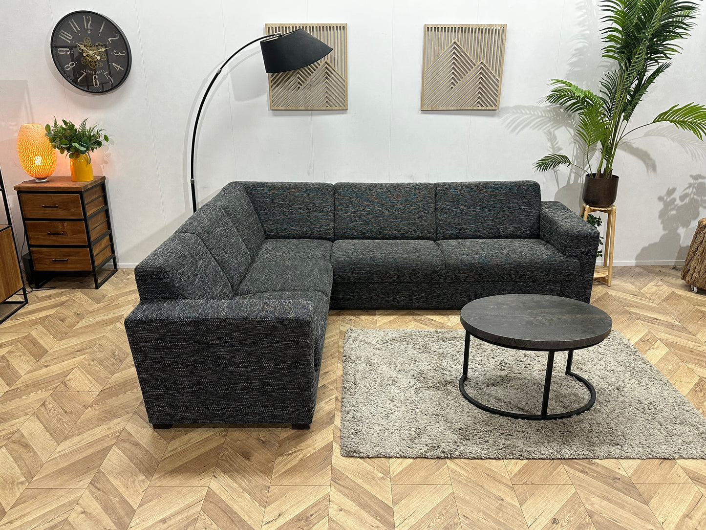 Antraciet Hoekbank ~ Vaste Kussens