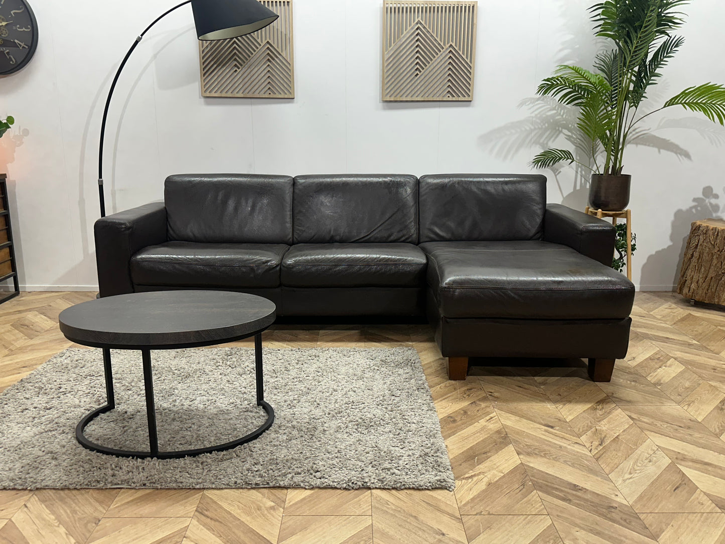 Bruine Echt Lederen Hoekbank ~ Geïmpregneerd