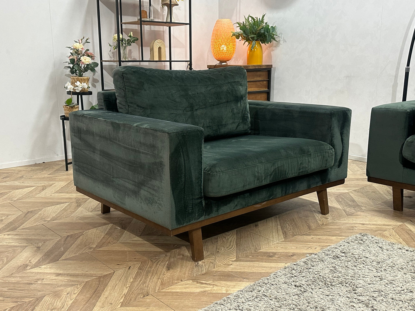 Groene Velvet Banken Set Inc Hockers ~ Losse Kussens Met Afneembare Hoezen