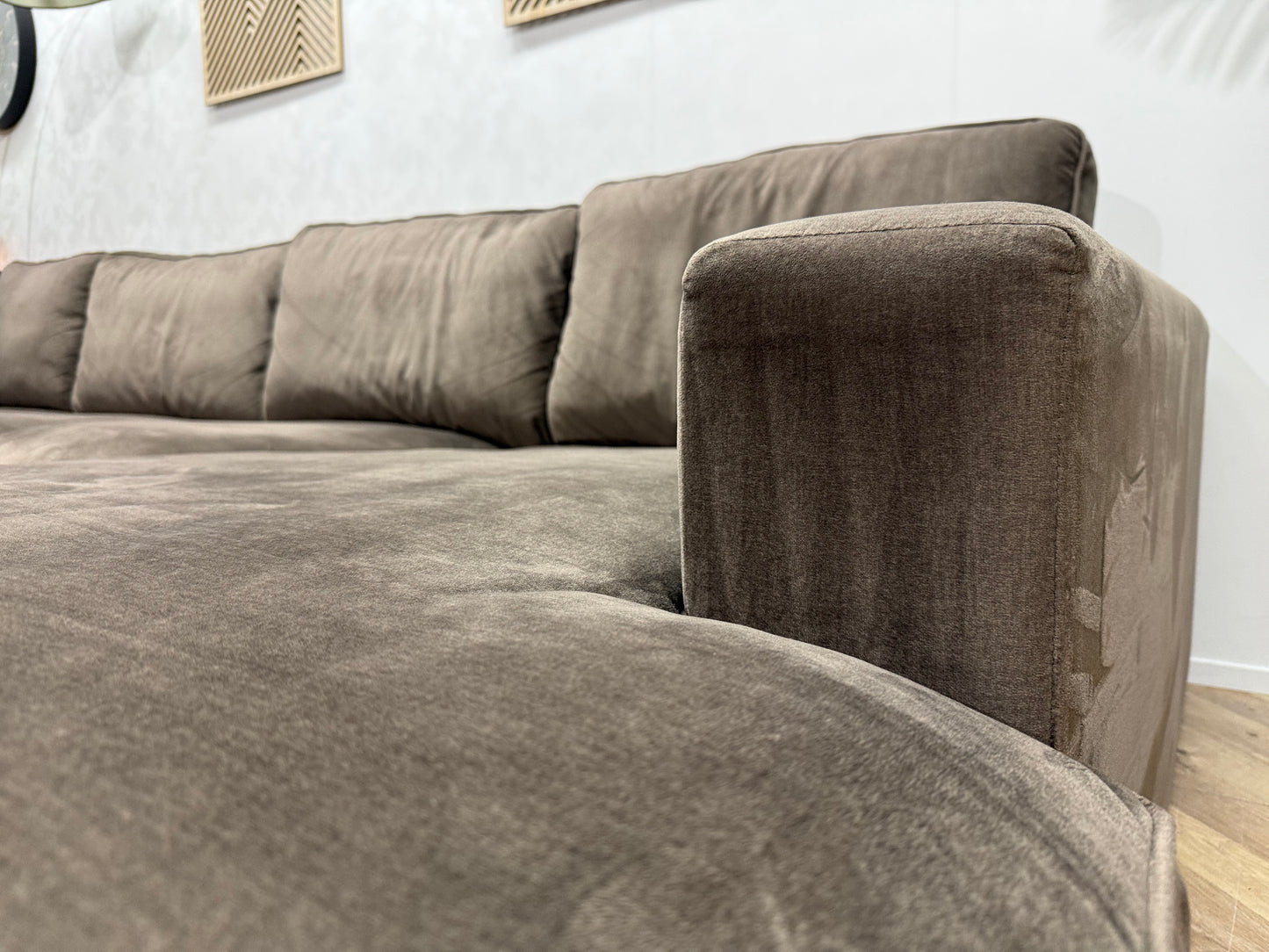 Bruine Velvet U Bank ~ Losse Kussens Met Afneembare hoezen