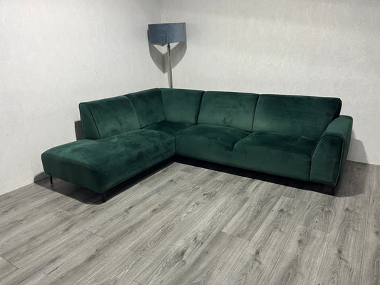 Donker Groene Velvet Hoekbank