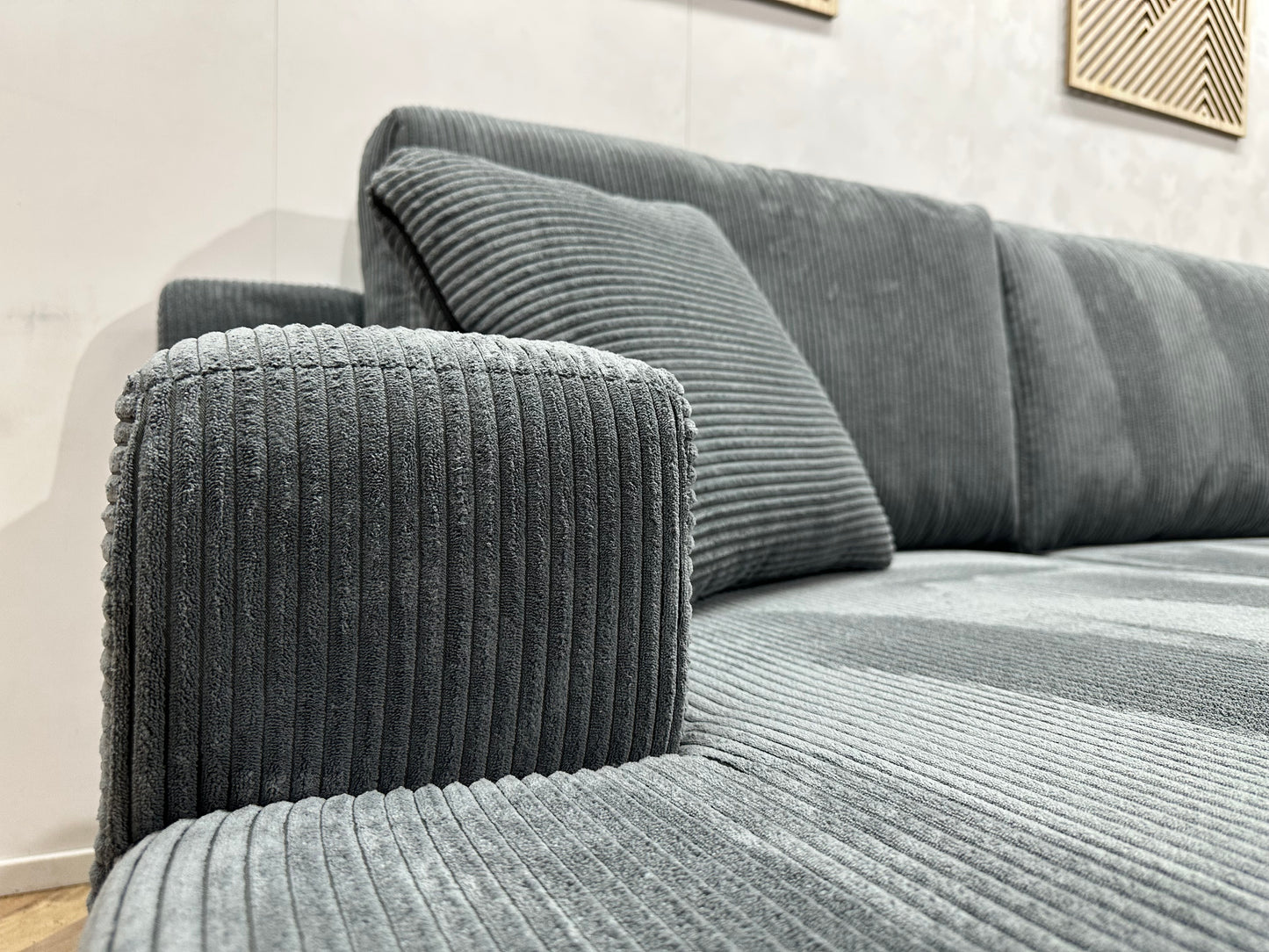 !Showroommodel! Blauwe Ribstof ~ Losse Rugkussens