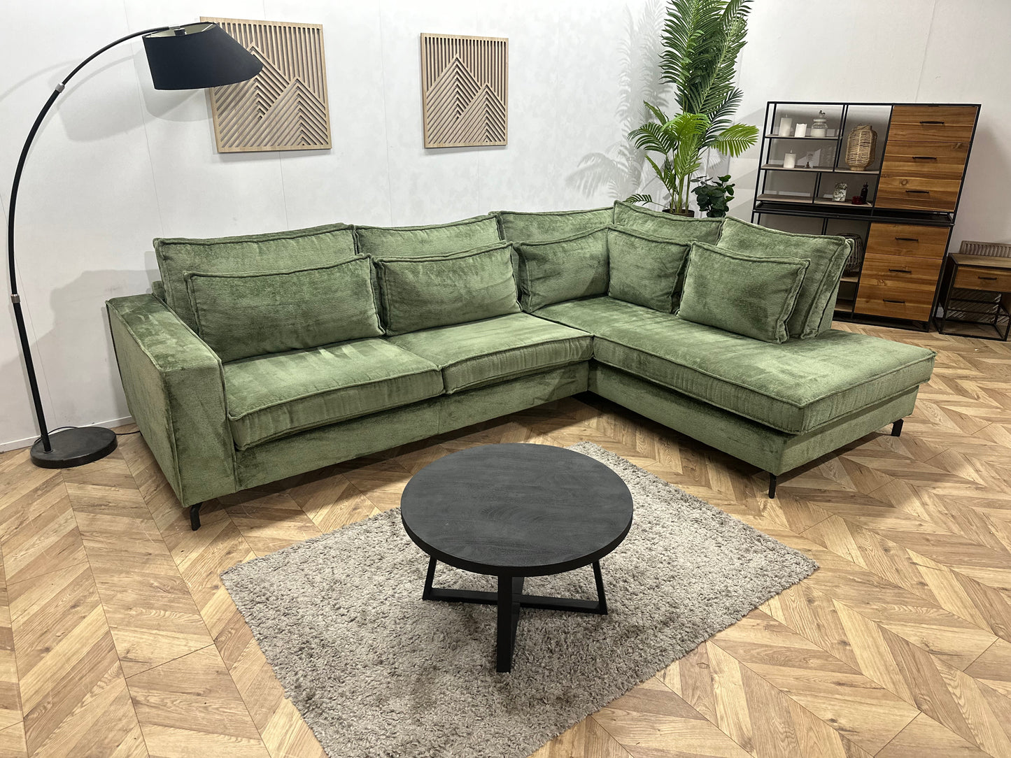 Groene Cremona Stoffen Hoekbank ~ Nieuwstaat