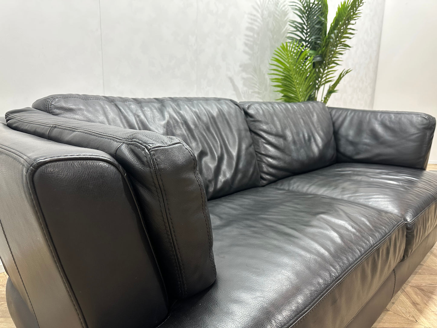 Chateau D’ax Zwart Echt Lederen 2.5-Zits Bank ~ Vaste Kussens