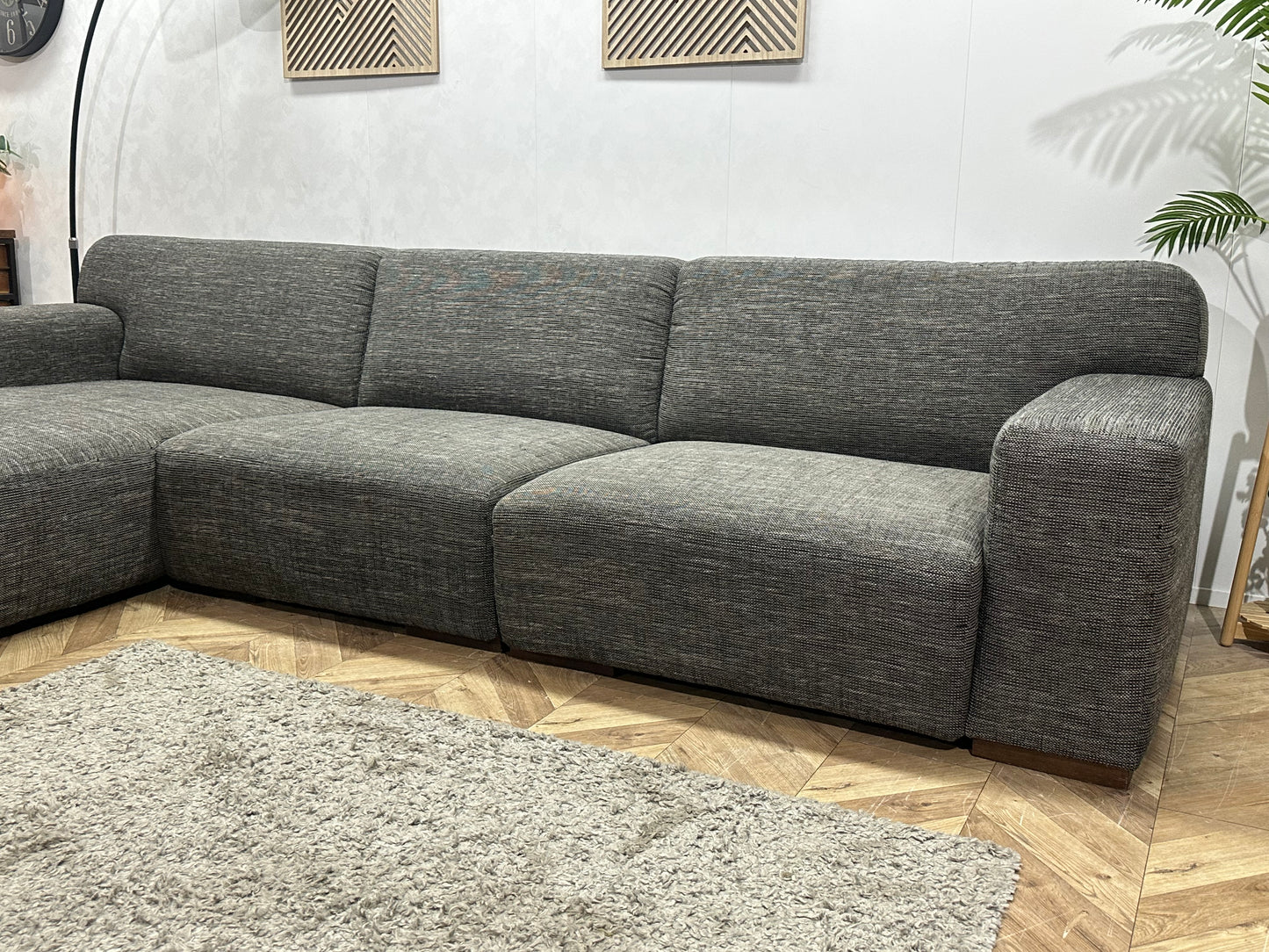 Antraciet Hoekbank ~ Vaste Kussens