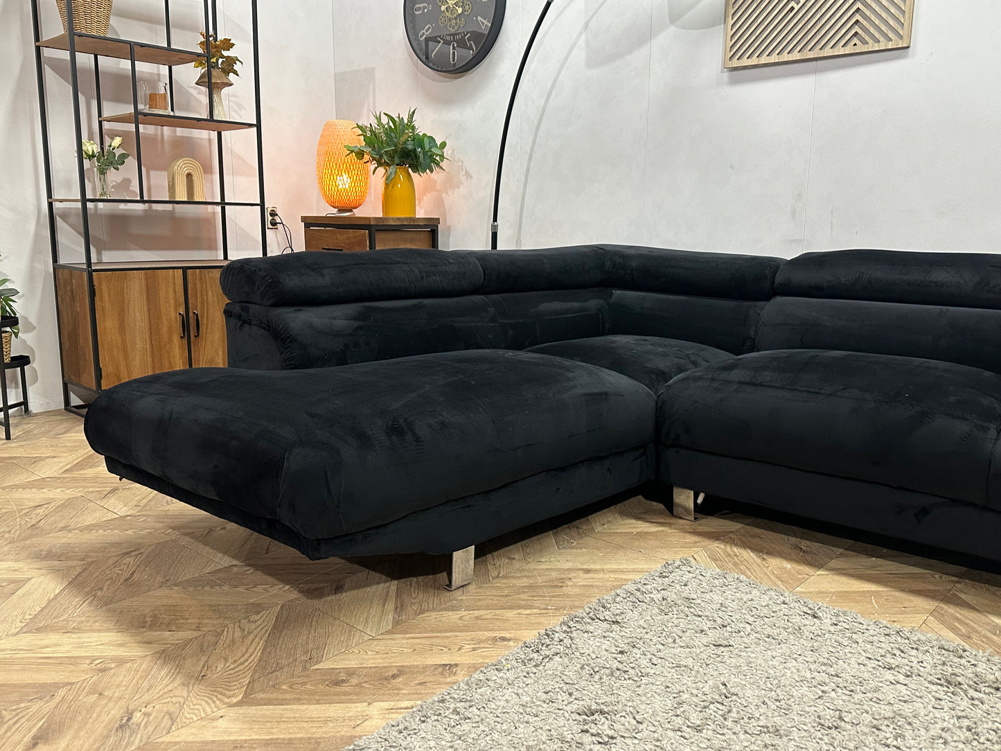 Zwarte Velvet Hoekbank ~ Inruilvoordeel