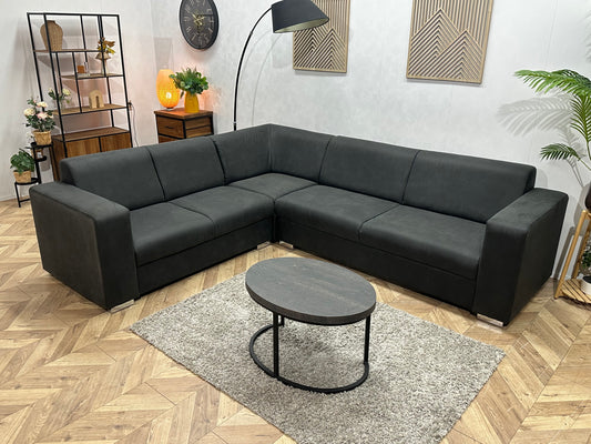 !Showroommodel! Antraciet Leather Look Hoekbank