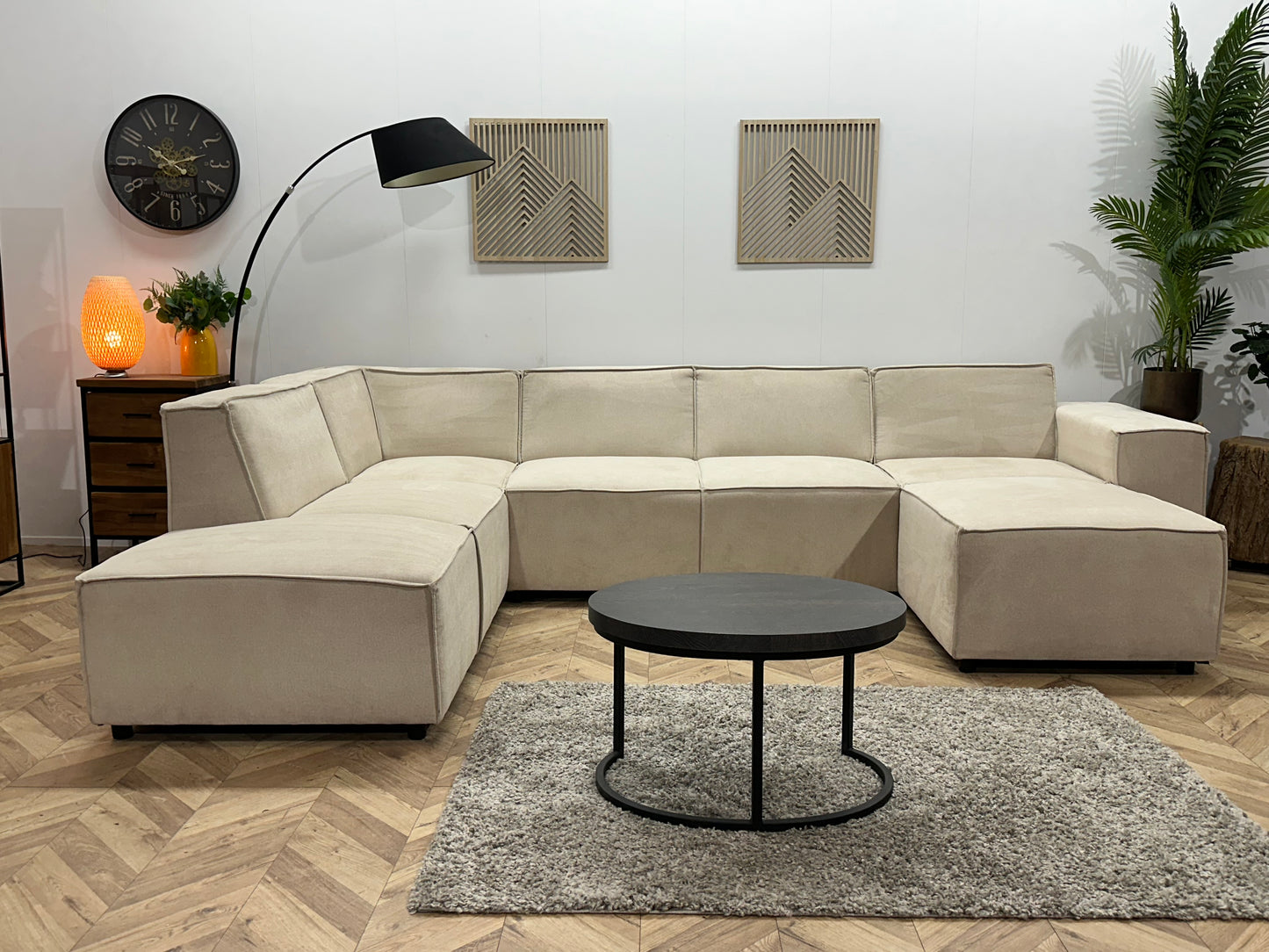 !Showroommodel! Crème Suède Stoffen U Bank