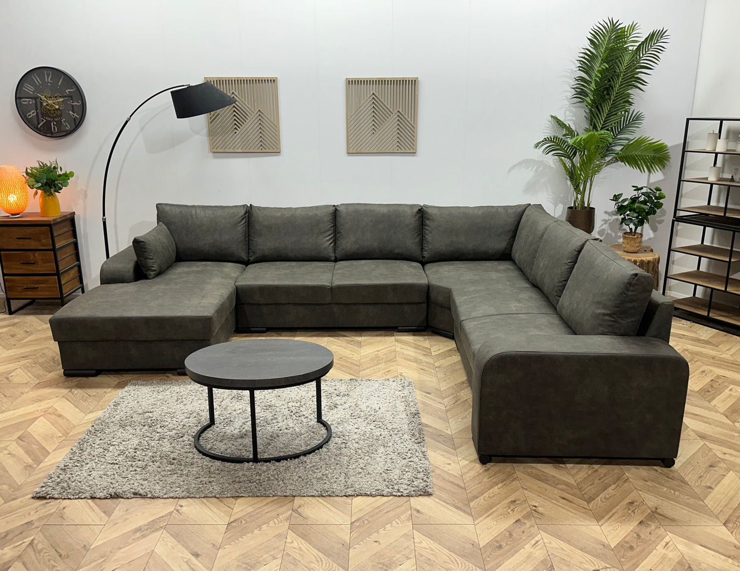 !Showroommodel! Antraciet Suède Stoffen U Bank