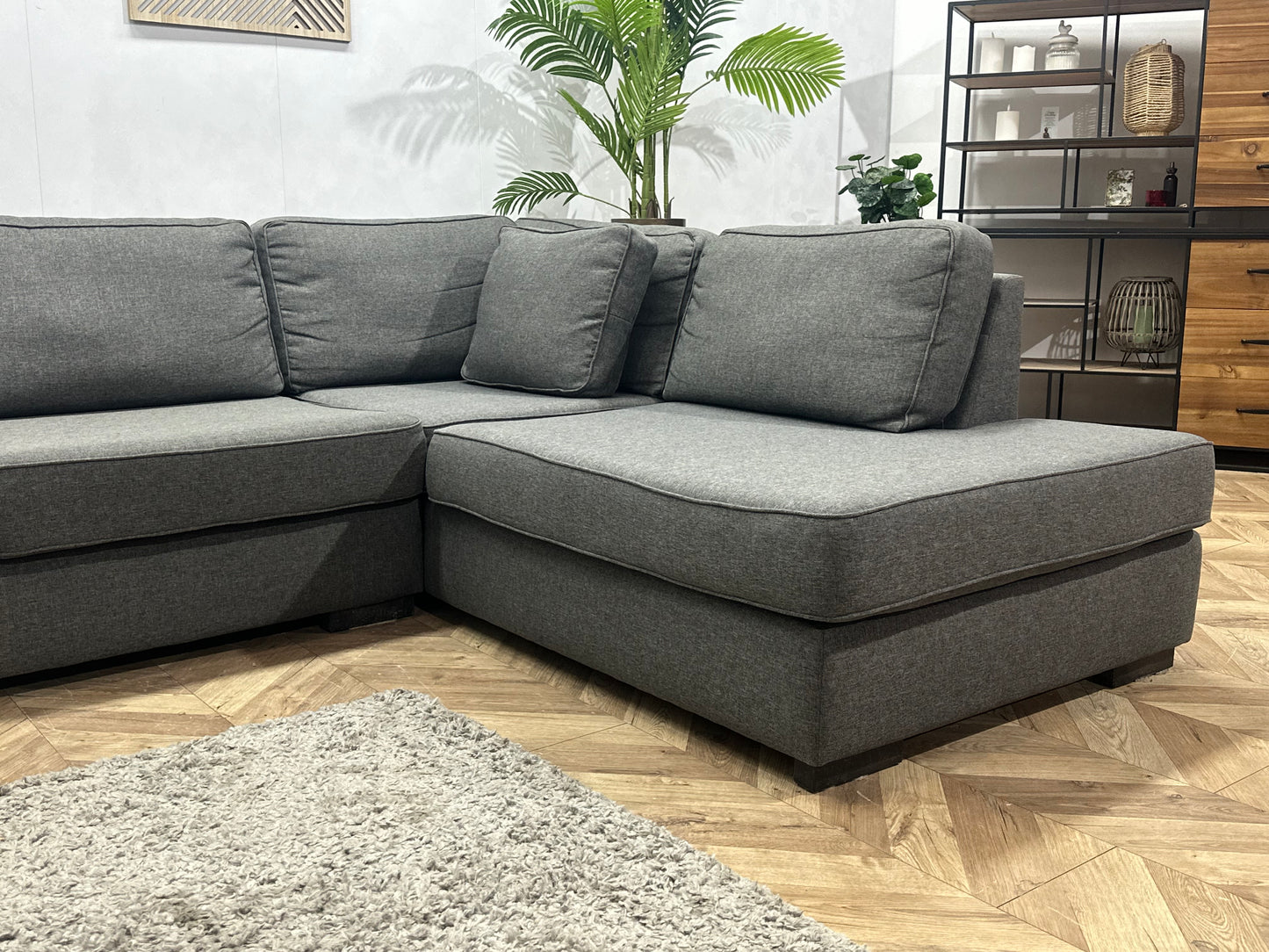 Antraciet Suède Stoffen Hoekbank ~ Nieuwstaat