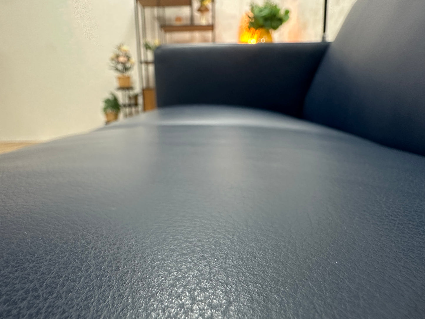 Montèl Blauwe Echt Lederen 2.5-Zits Bank ~ Vaste Kussens