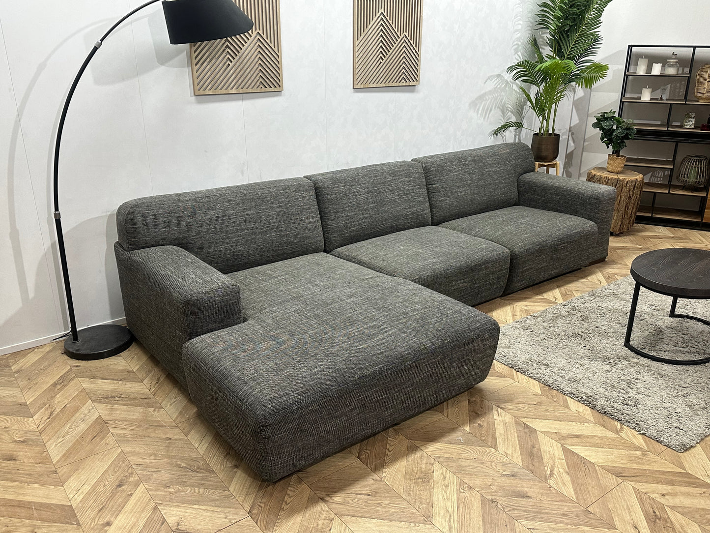 Antraciet Hoekbank ~ Vaste Kussens