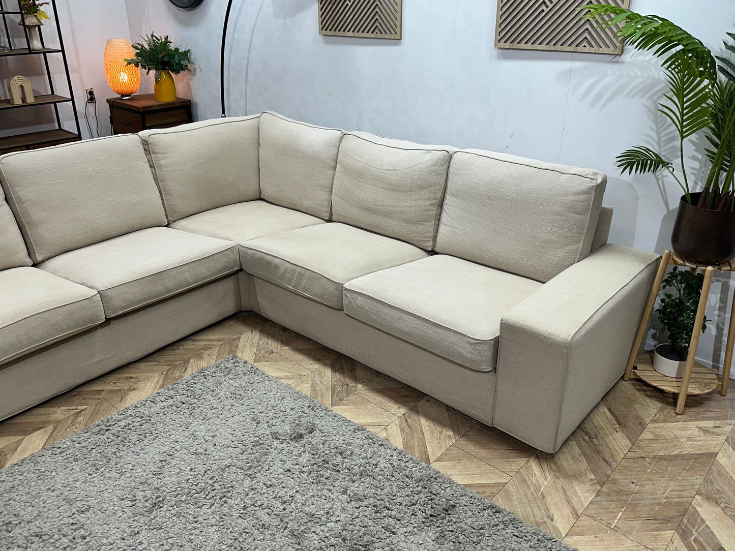 Beige Hoekbank ~ Losse Kussens Met Afneembare Hoezen