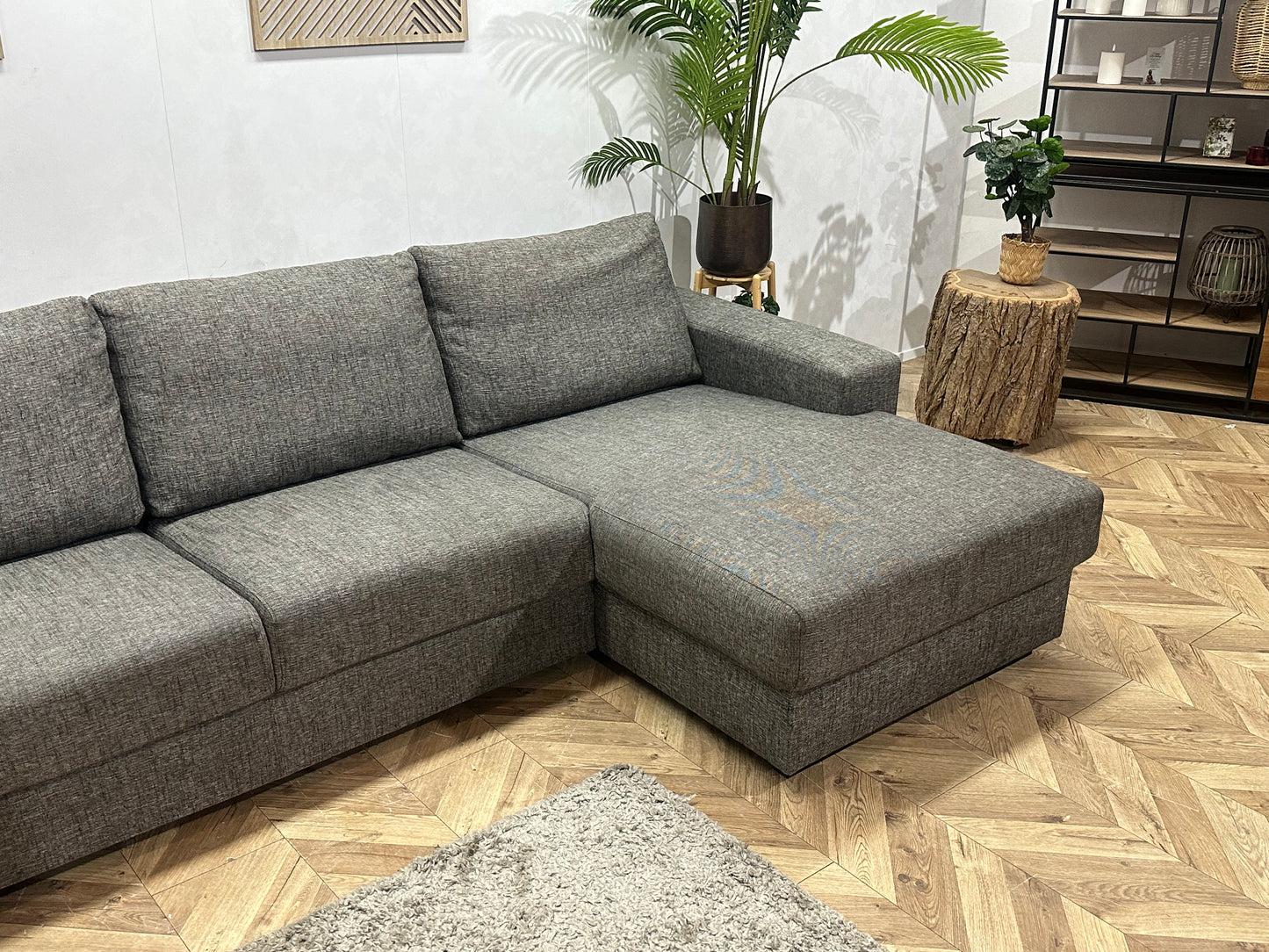 Antraciet Hoekbank ~ Vaste Kussens