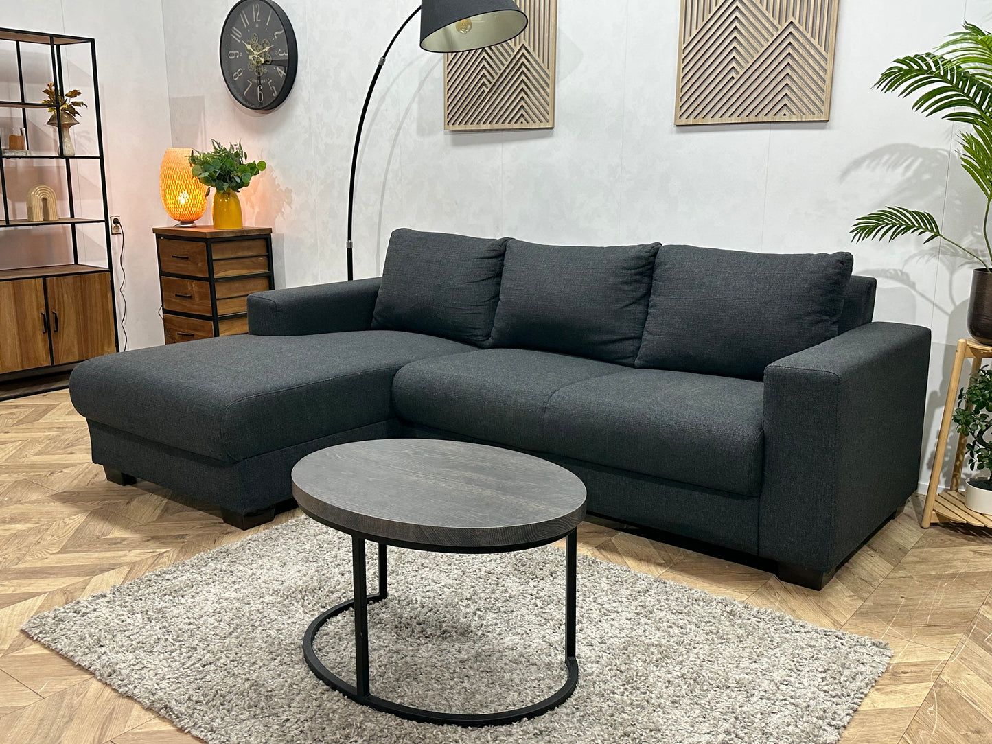 Antraciet Hoekbank ~ Losse Rugkussens Met Afneembare Hoezen