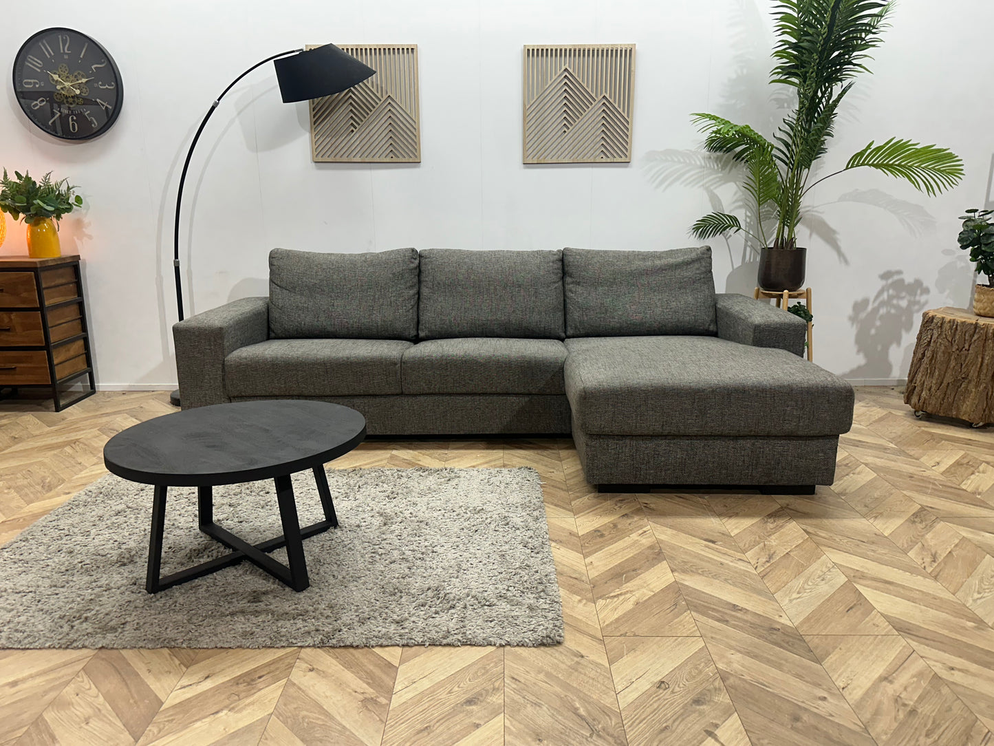 Antraciet Hoekbank ~ Vaste Kussens