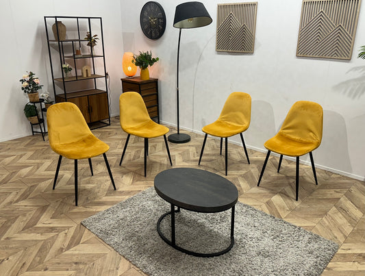 Gele Velvet Eetkamer Stoelen
