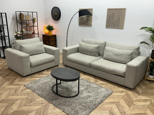 Licht Grijze 2.5-Zits Bank Inc Fauteuil ~ Losse Kussens Met Afneembare Hoezen