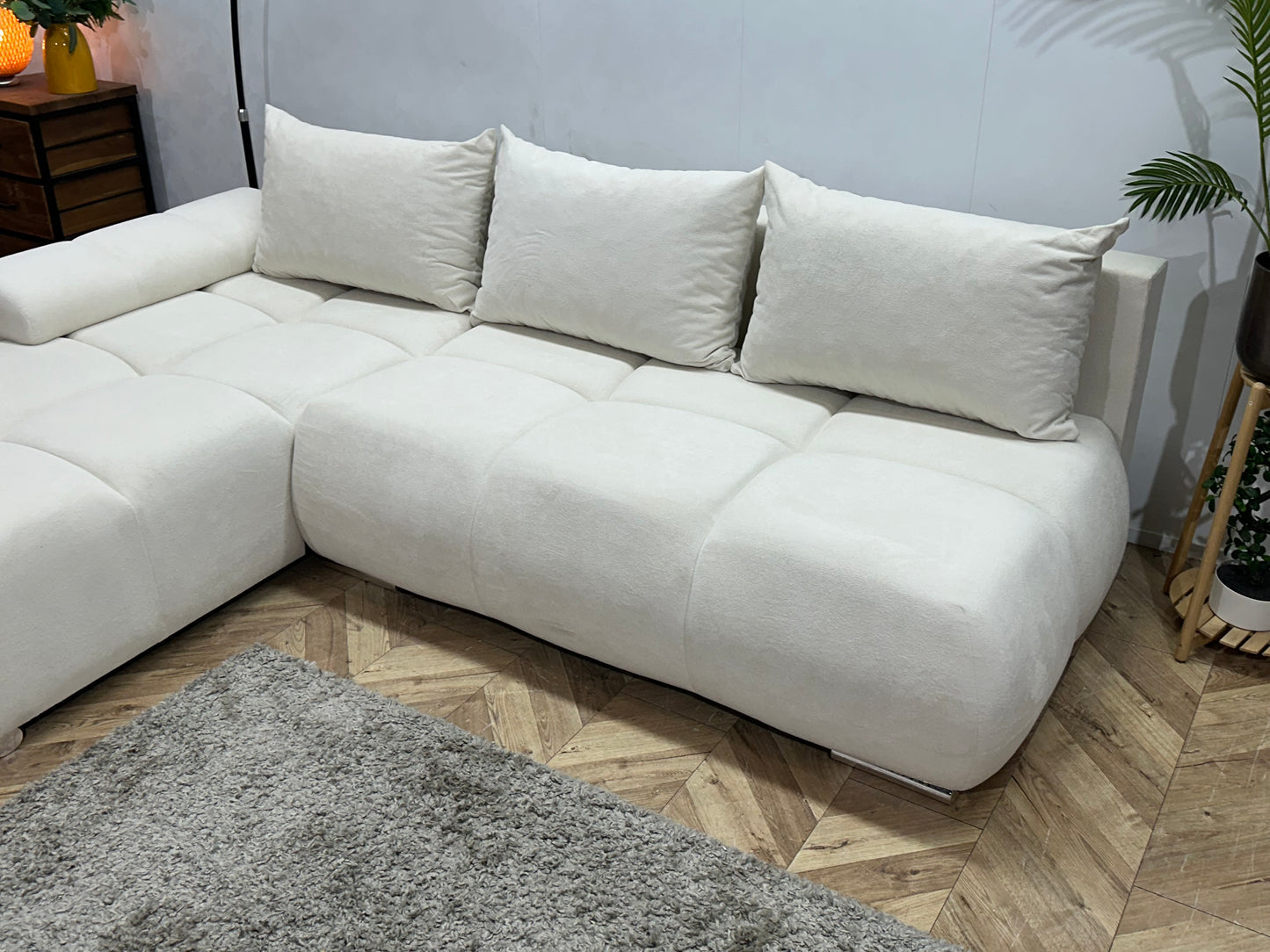 !Showroommodel! Witte Velvet Hoekbank