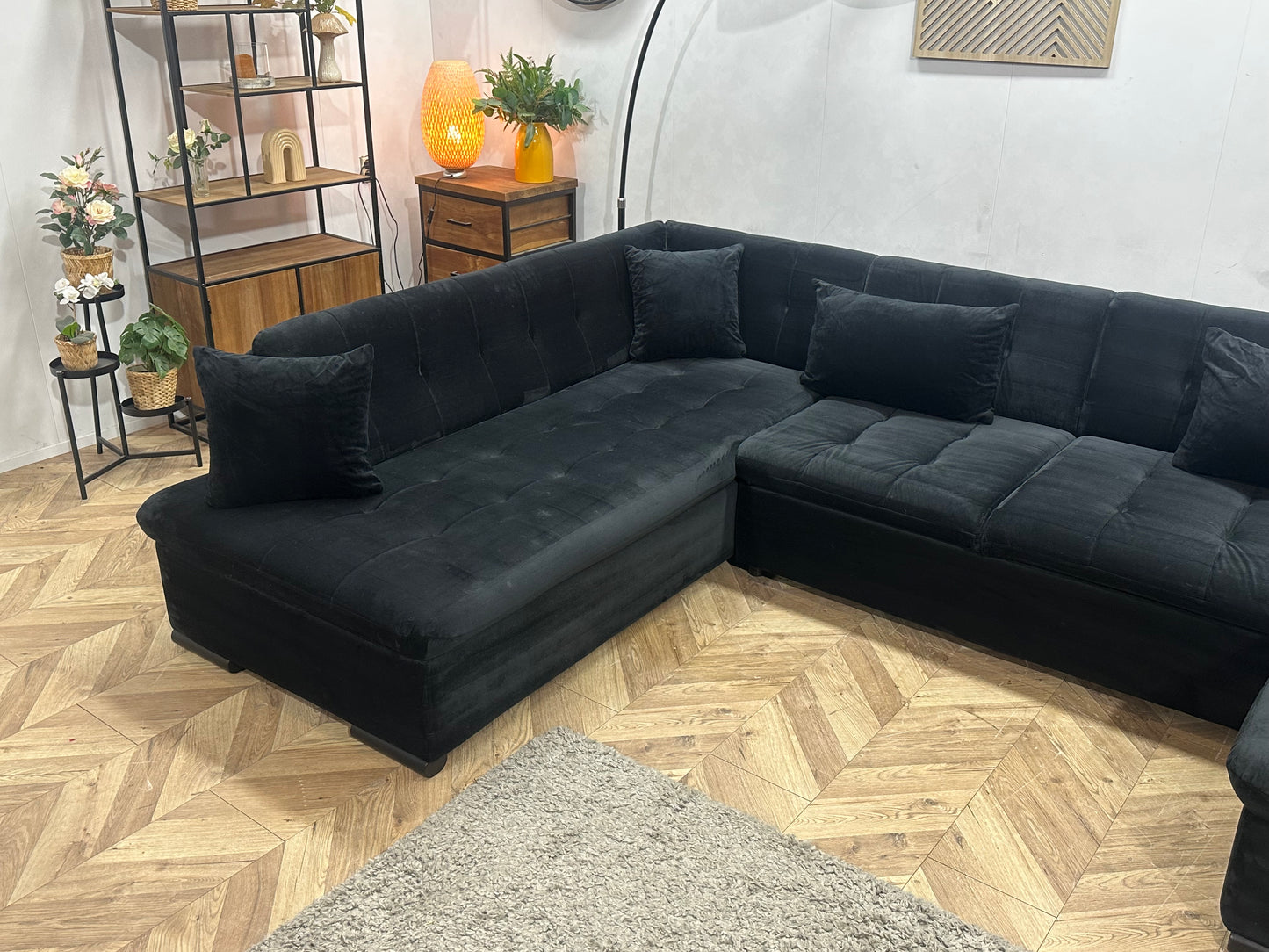 Zwarte Velvet U Bank ~ Vaste Kussens