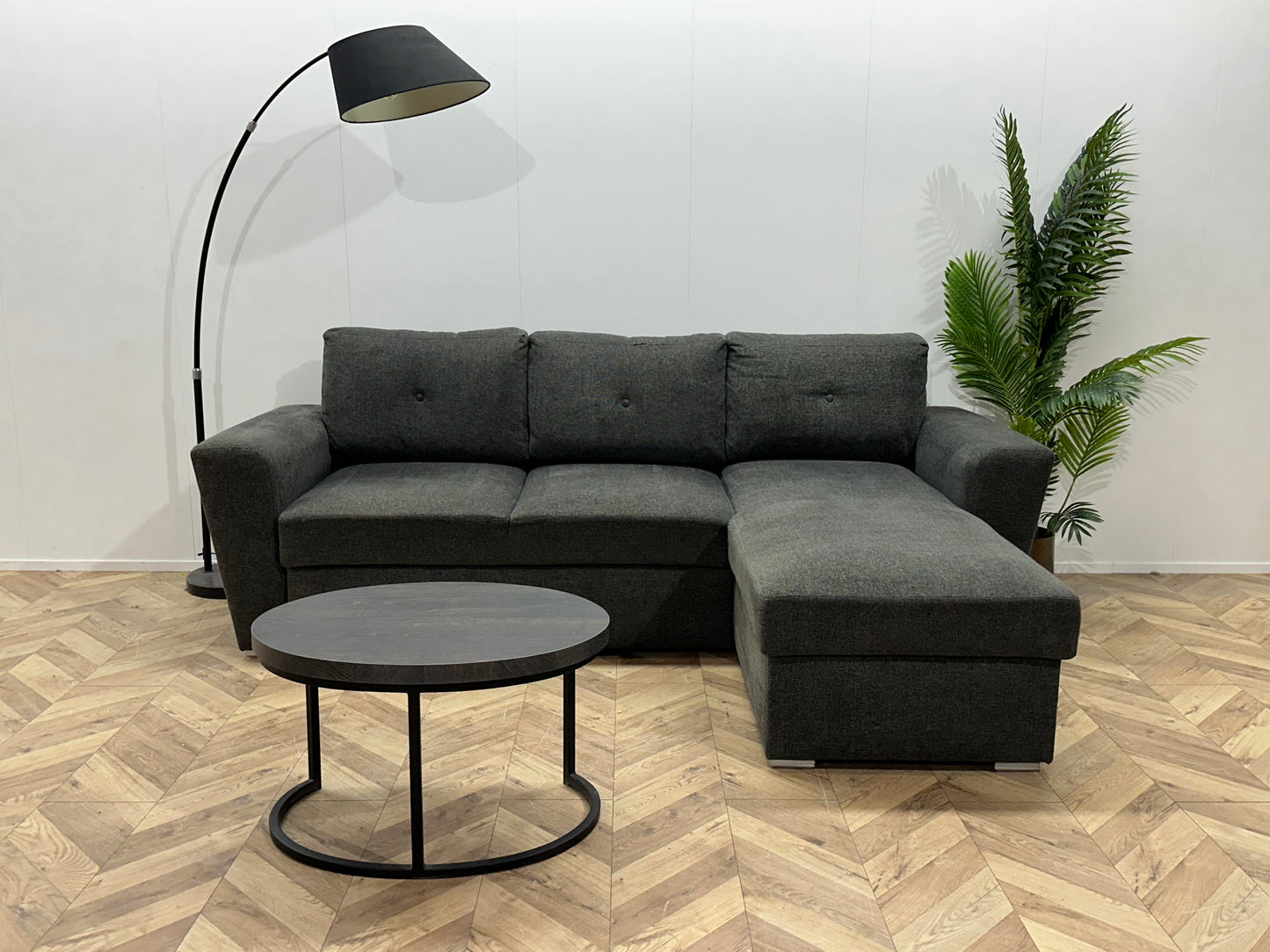 Grijze Hoekbank ~ Opbergruimte ~ Slaapfunctie