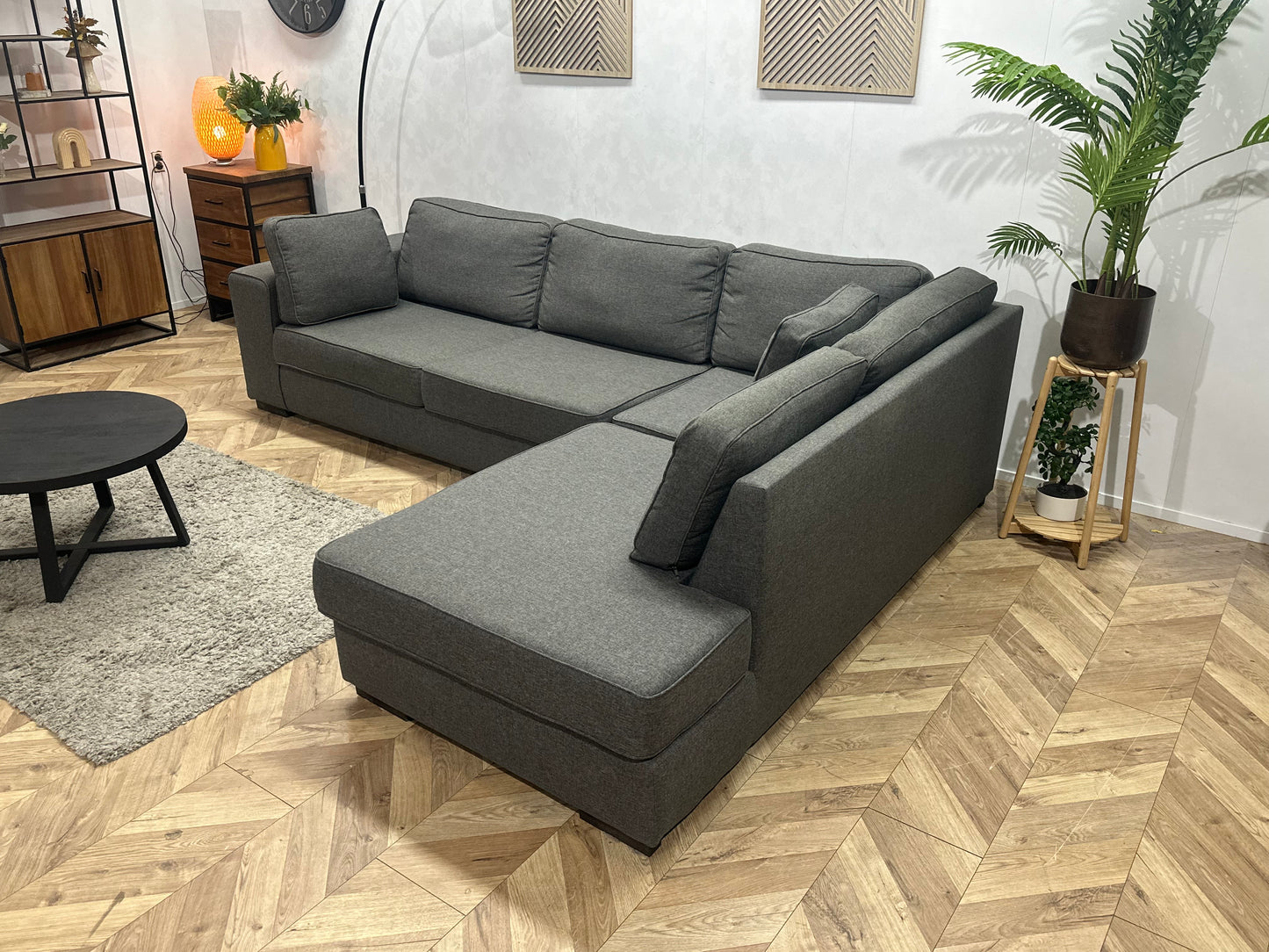 Antraciet Suède Stoffen Hoekbank ~ Nieuwstaat