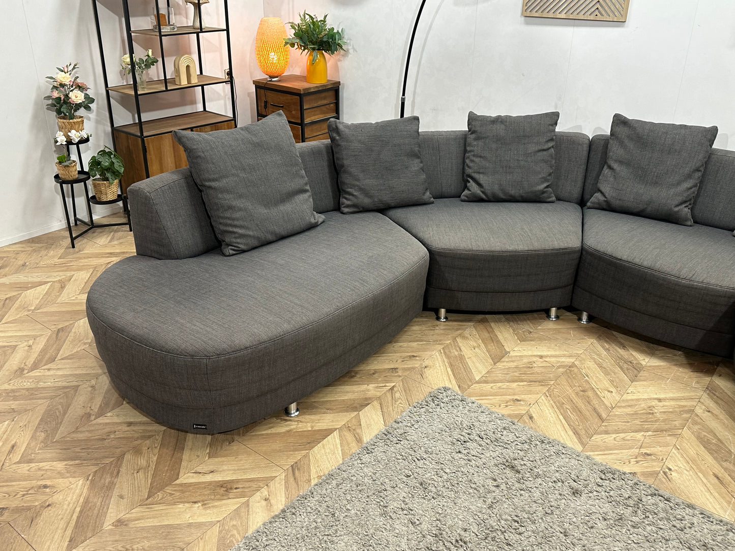 Lamonta Antraciet Design U Bank Inc Hocker ~ Losse Rugkussens Met Afneembare Hoezen