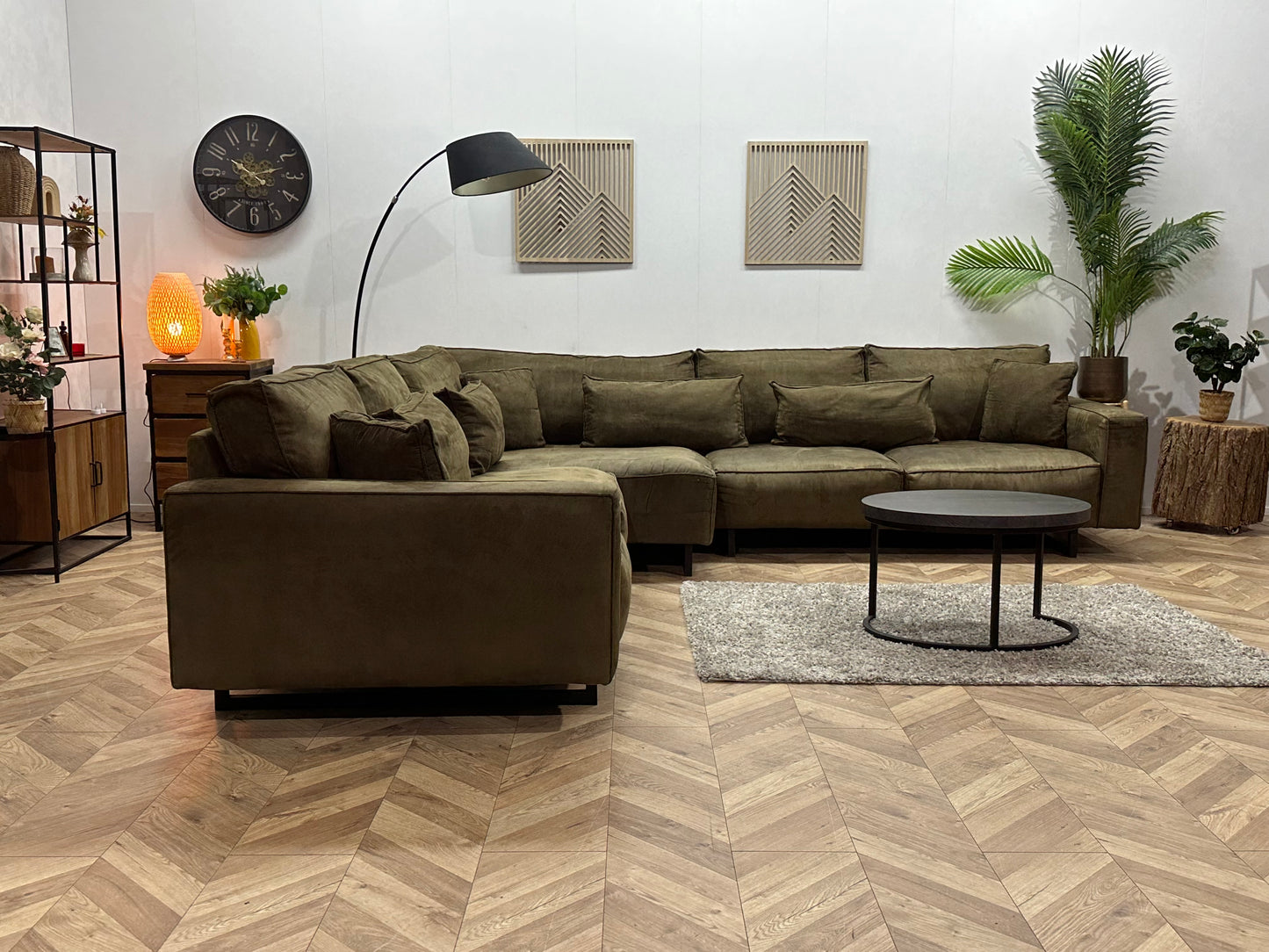 Leger Groene Ruime Design Hoekbank ~ Losse Kussens Met Afneembare Hoezen