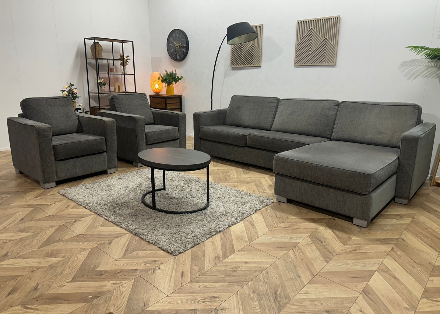 Montèl Grijze Hoekbank Inc Fauteuils ~ Losse Kussens Met Afneembare Hoezen