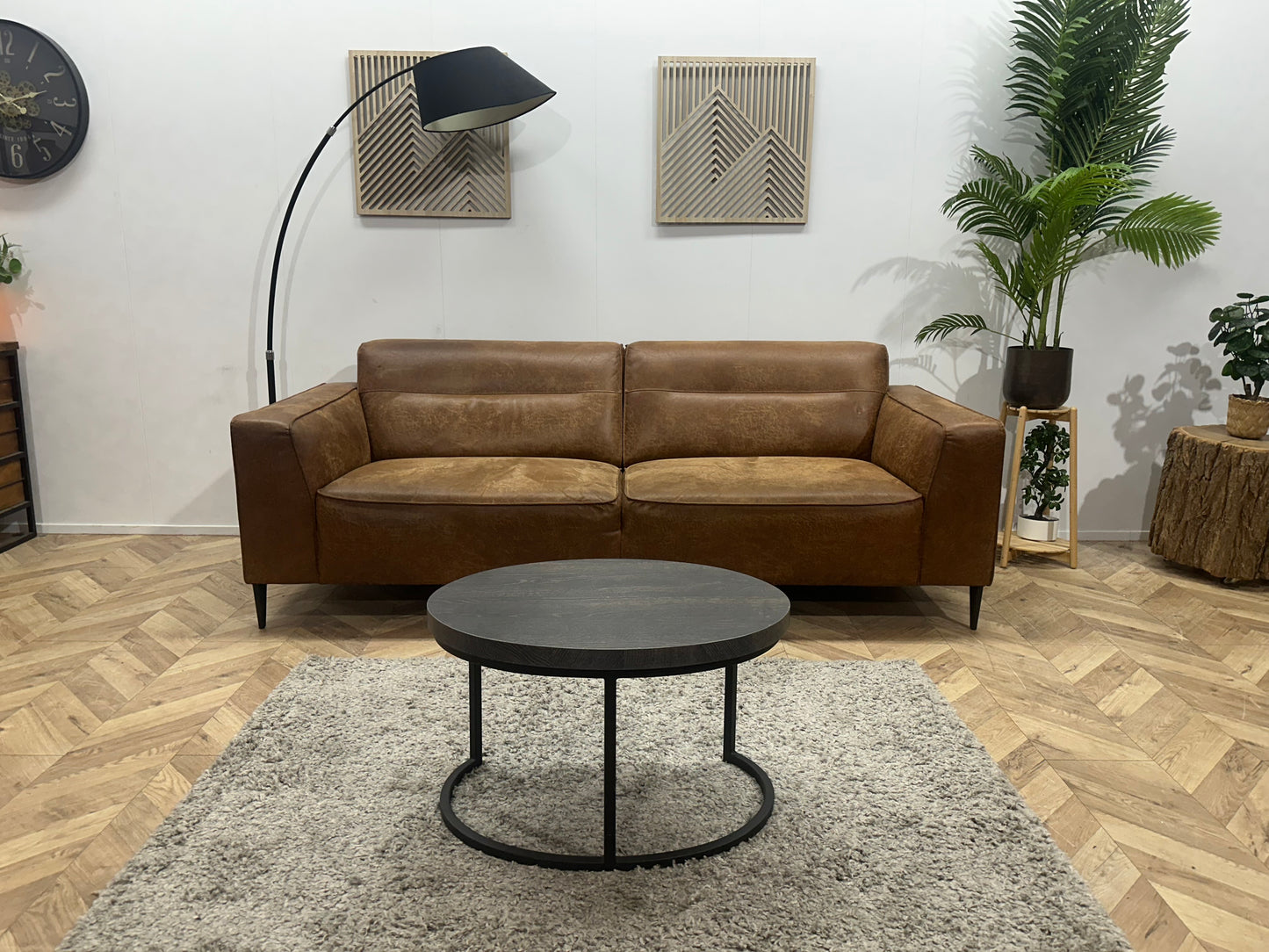 Cognac Bruine Suède Stoffen 2.5-Zits Bank ~ Vaste Kussens