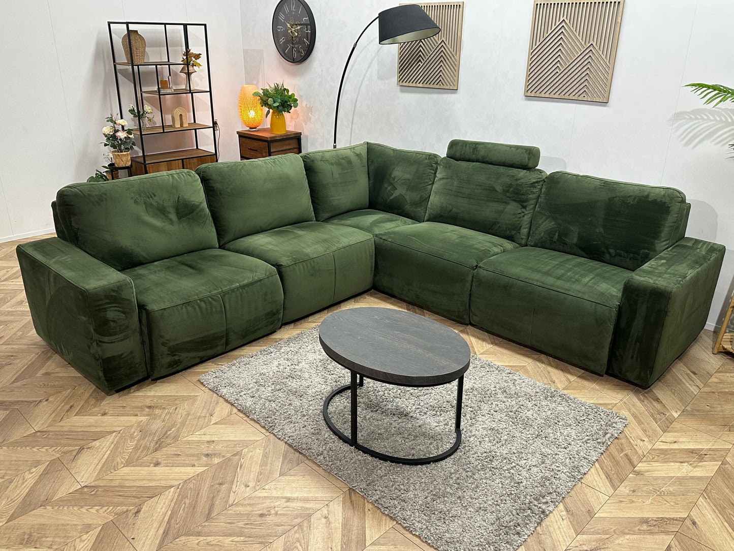 Groene Velvet Hoekbank ~ Nieuwstaat