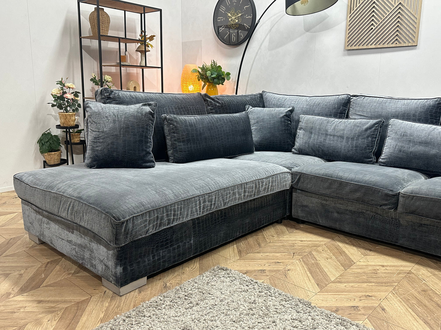 Blauwe Croco Stoffen U Bank ~ Losse Kussens Met Afneembare Hoezen