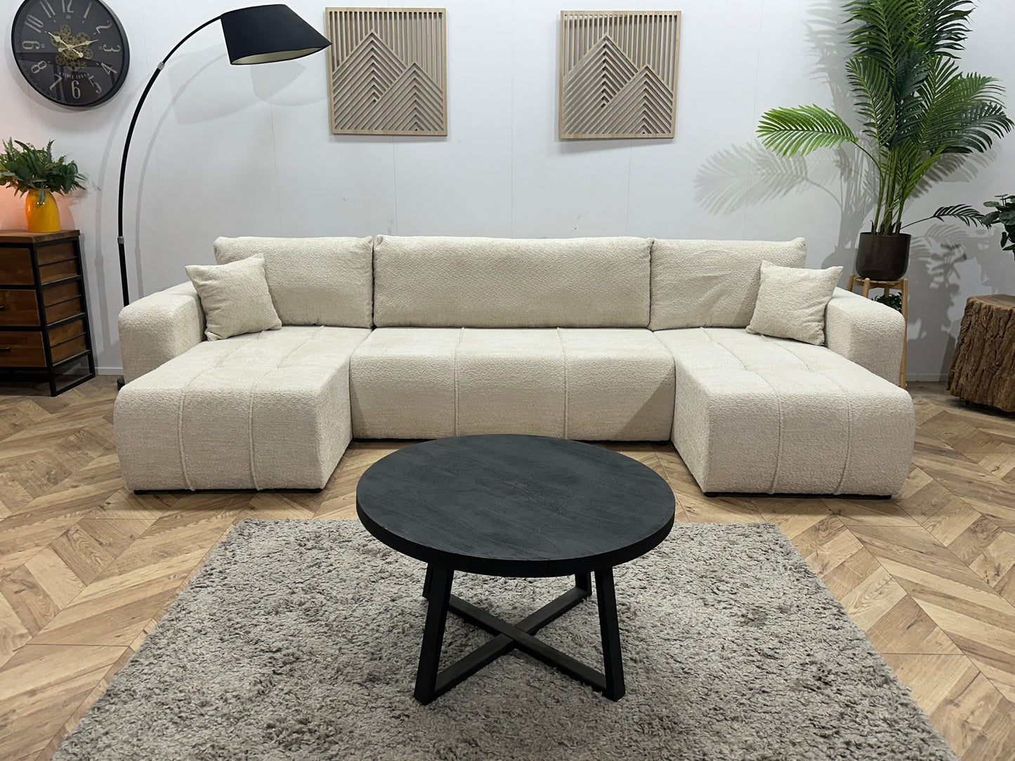 !Showroommodel! Witte Bouclé Stoffen U Bank