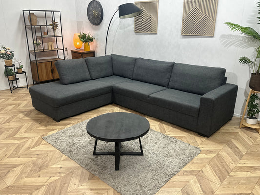 Antraciet Hoekbank ~ Losse Rugkussens Met Afneembare Hoezen