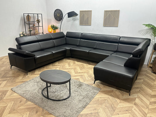 Zwarte Echt Lederen U Bank ~ Nieuwstaat