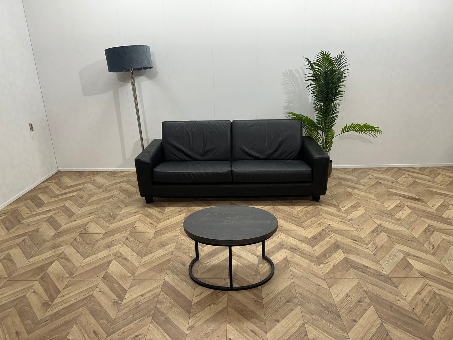 Zwart Echt Lederen 2.5-Zits Bank ~ Losse Kussens Met Afneembare Hoezen