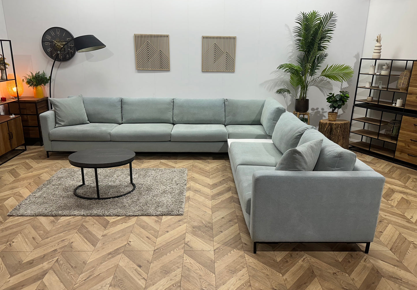 Licht Blauwe Ruime Hoekbank ~ Losse Kussens Met Afneembare Hoezen