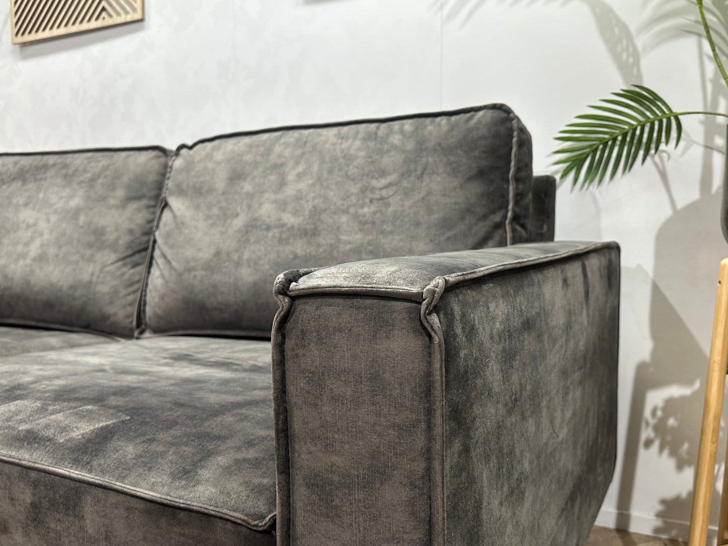 Antraciet Velvet Hoekbank ~ Losse Kussens Met Afneembare Hoezen