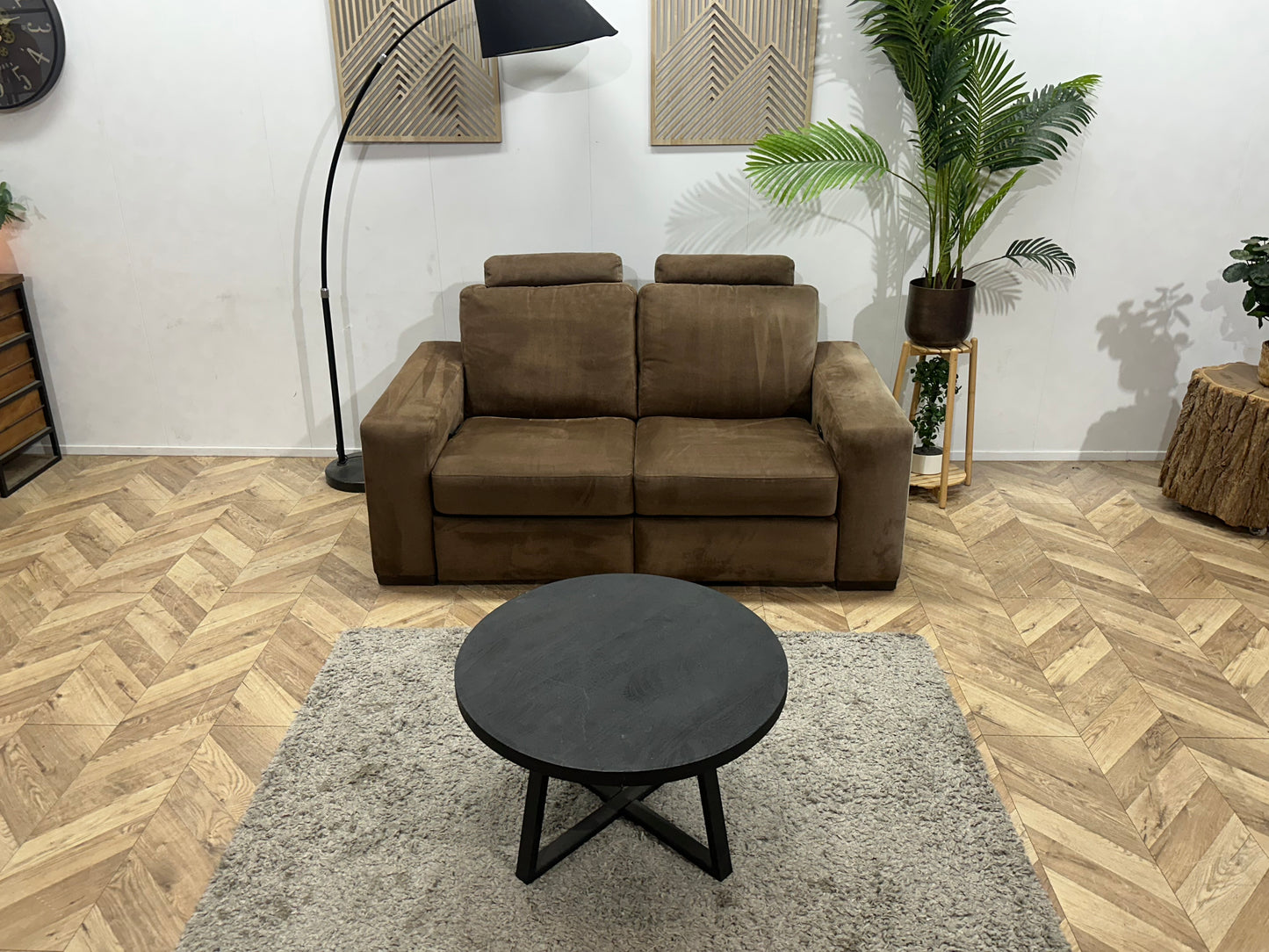 Bruine Velvet 2.5-Zits Bank ~ Relaxfunctie