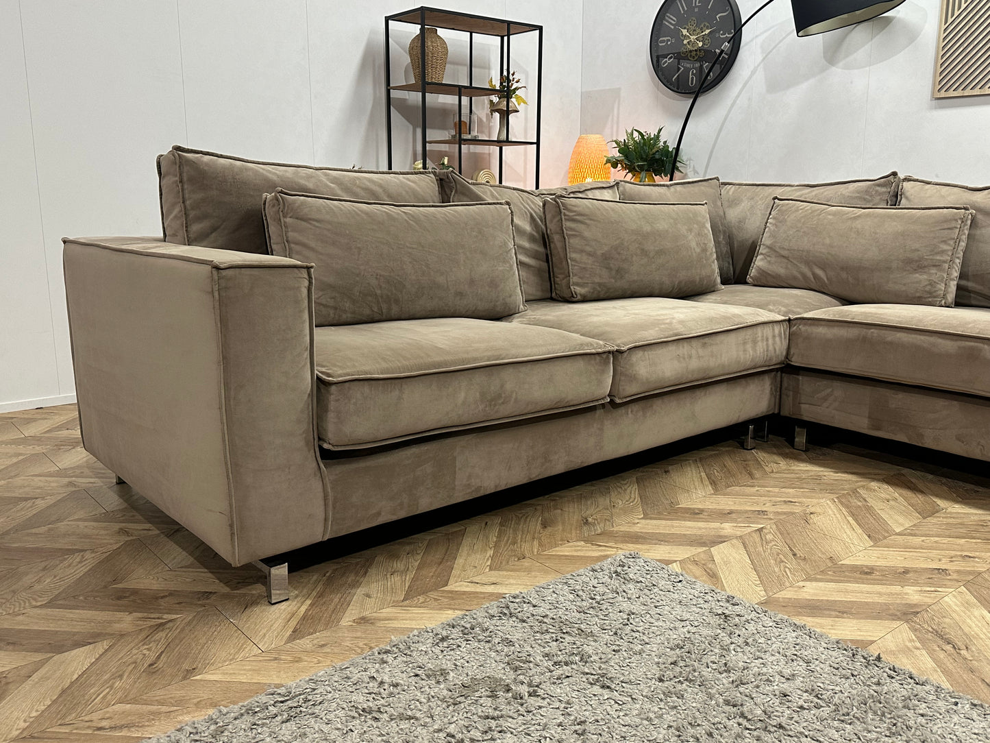 Licht Bruine Velvet U Bank ~ Losse Kussens Met Afneembare Hoezen