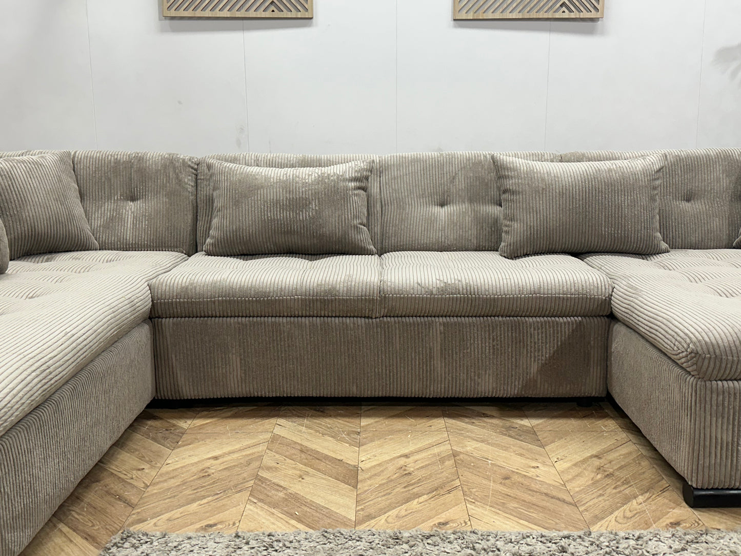 !Showroommodel! Licht Bruine Ribstof U Bank