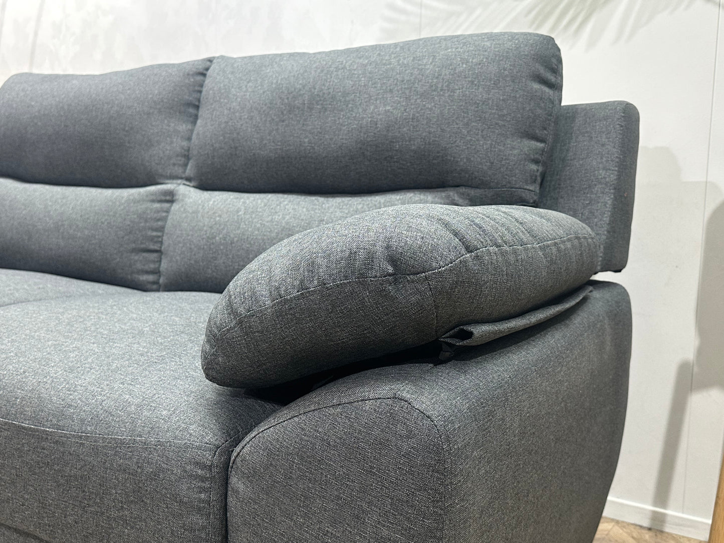 Vente-Unique Grijze Suède Stoffen Banken Set ~ Vaste Kussens