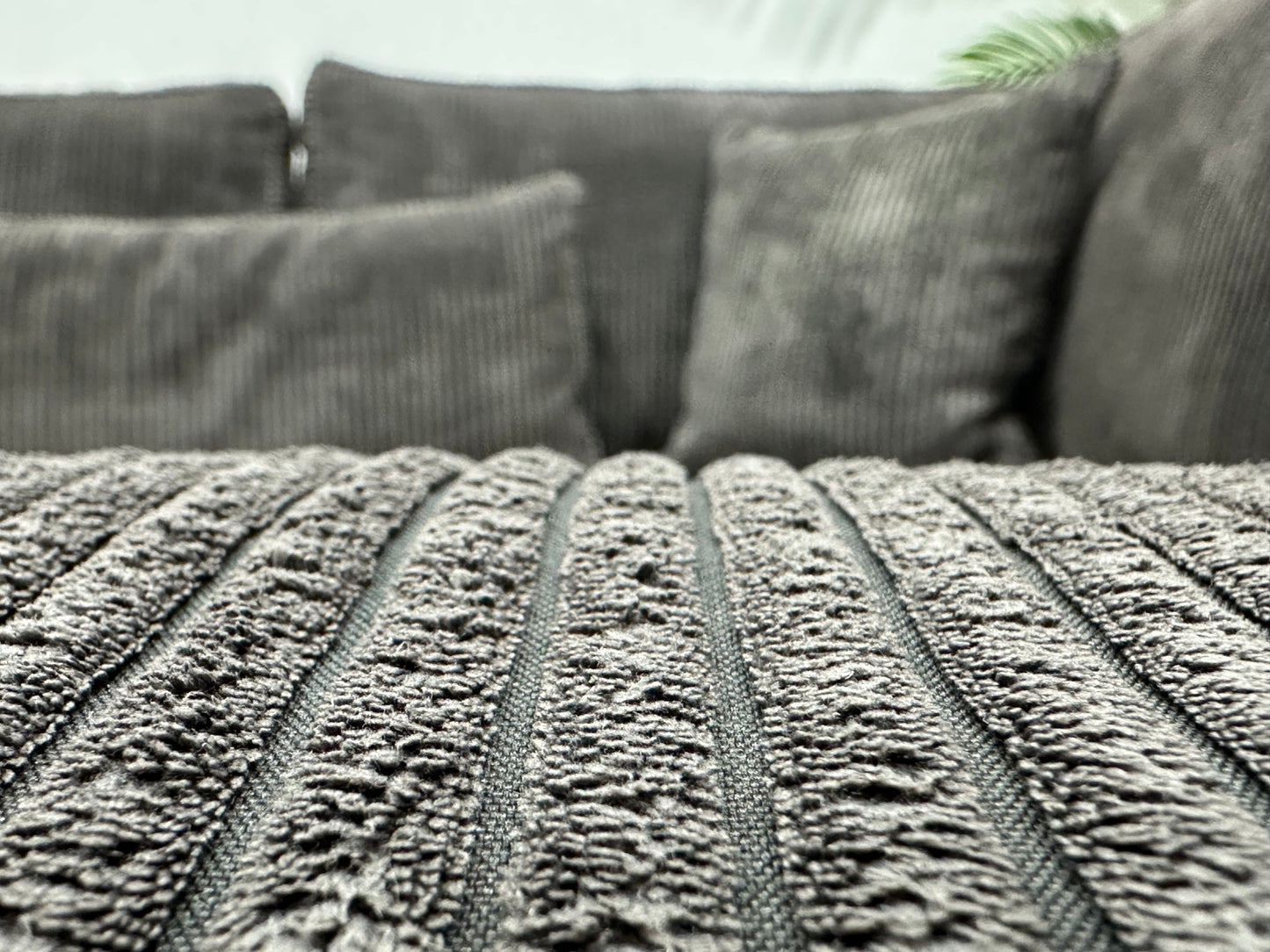 Antraciet Ribstof Hoekbank ~ Losse Kussens Met Afneembare Hoezen