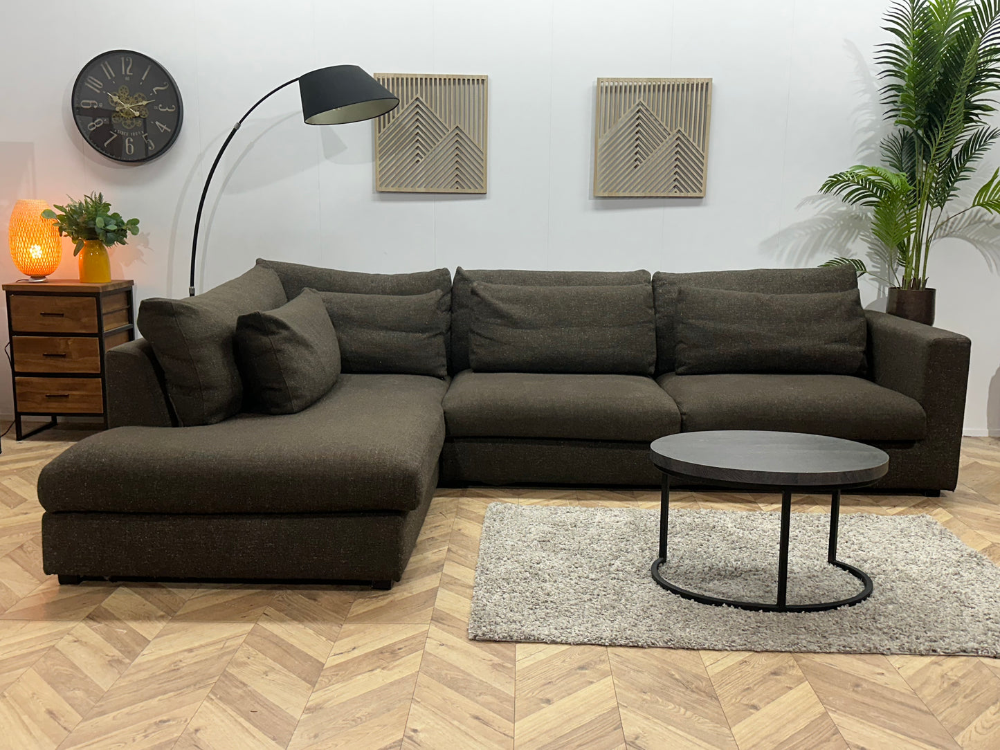 Bruine Hoekbank ~ Losse Kussens Met Afneembare Hoezen