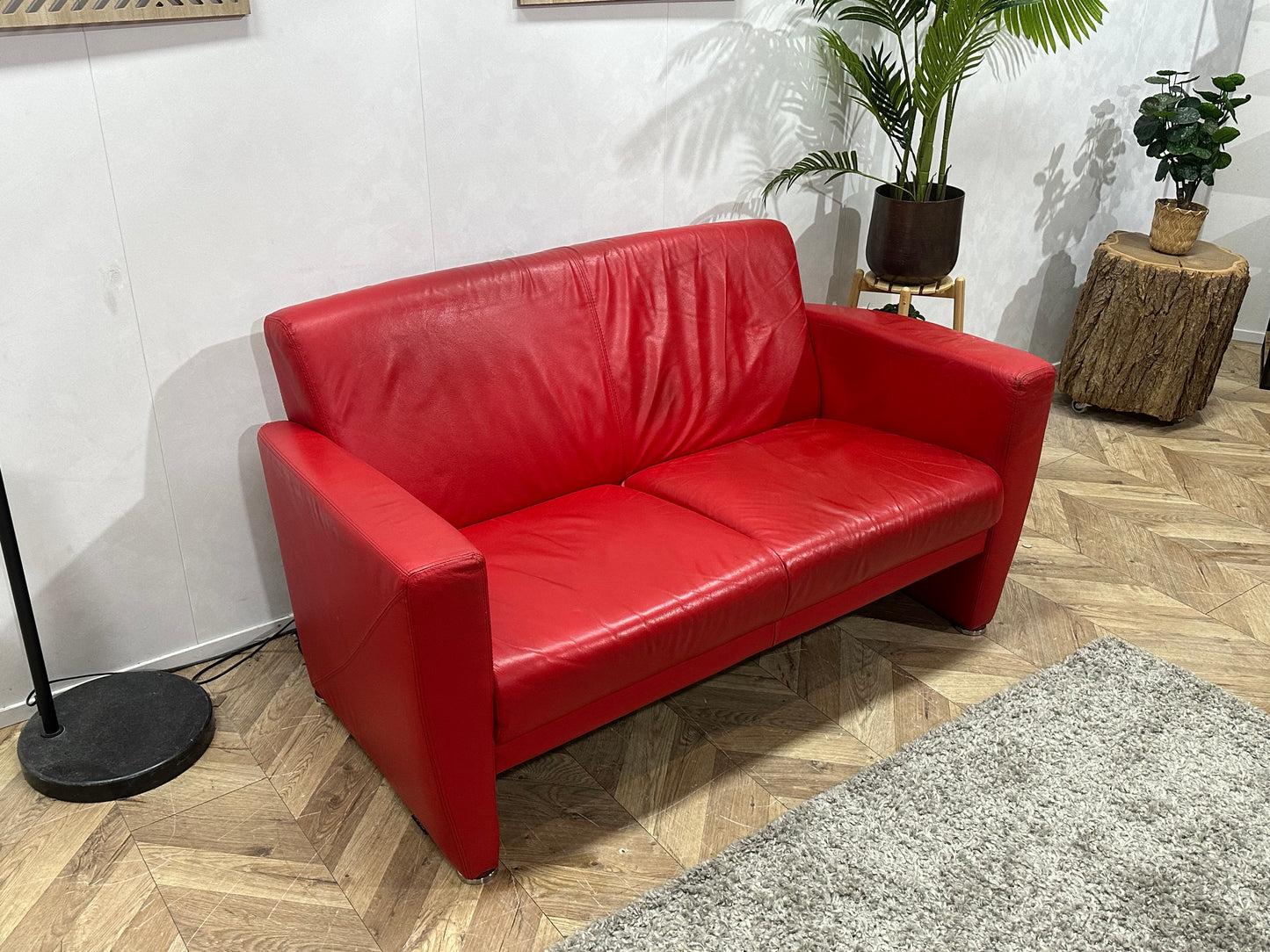 Montèl Rode Echt Lederen 2-Zits Bank ~ Inruilvoordeel