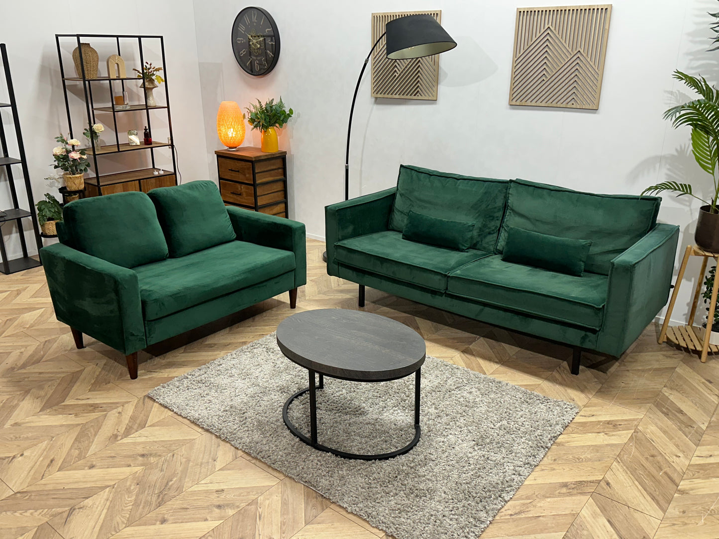 Be Pure Groene Velvet Banken Set ~ Losse Kussens Met Afneembare Hoezen