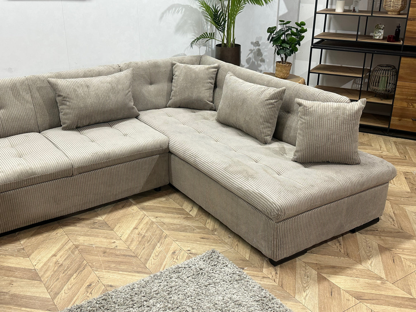 !Showroommodel! Licht Bruine Ribstof U Bank