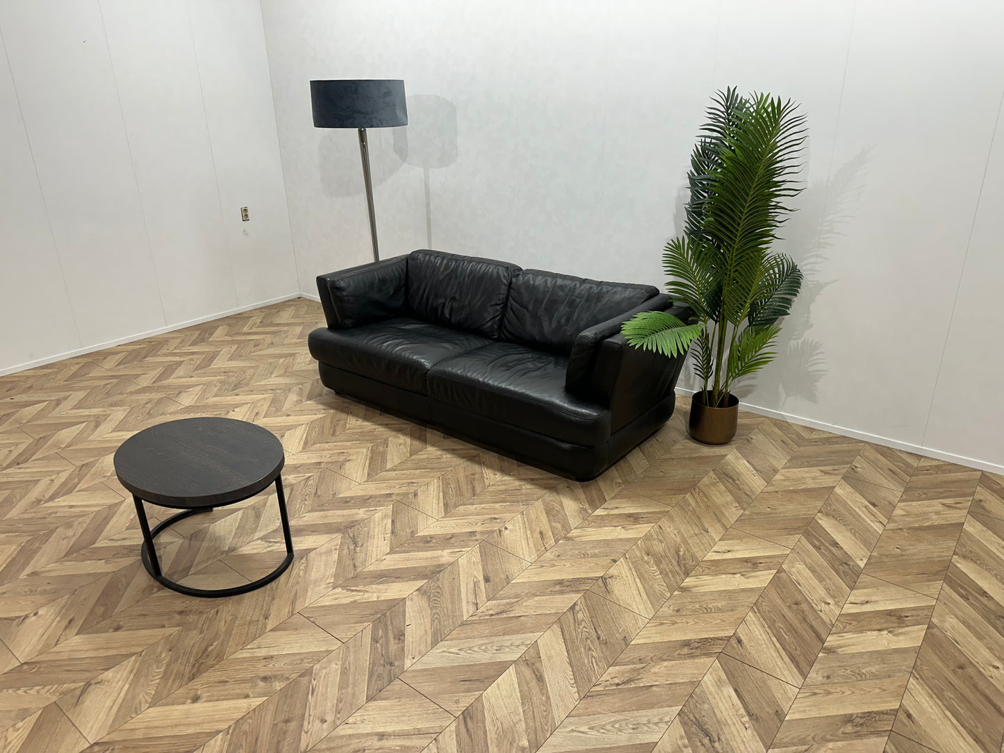 Chateau D’ax Zwart Echt Lederen 2.5-Zits Bank ~ Vaste Kussens