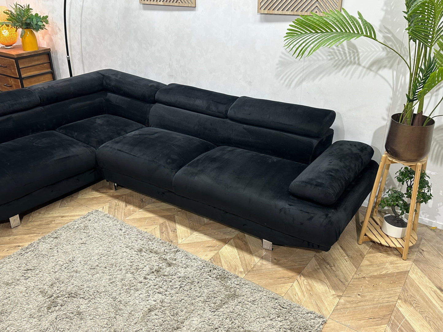 Zwarte Velvet Hoekbank ~ Inruilvoordeel